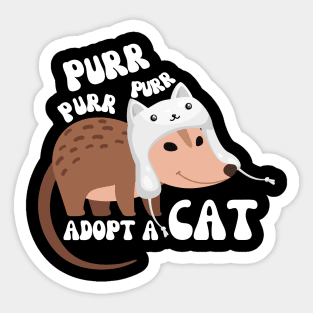 Adopt A Cat Opossum Sticker